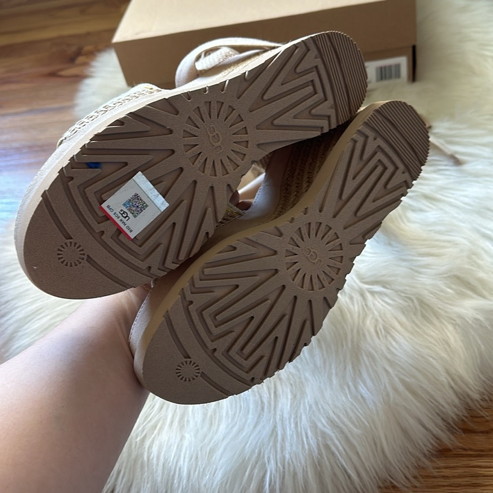 UGG Nude Abbot Ankle Wrap Wedges - Picture 6 of 7
